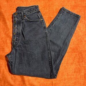 Vintage 80s/90s High Rise Button Fly Dark Wash Denim Jeans